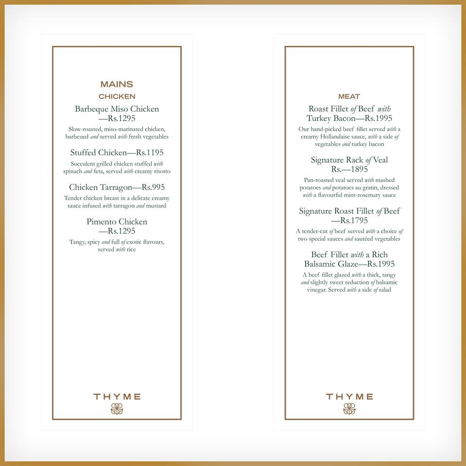 olive and thyme dinner menu