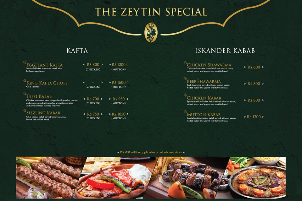 Zeytin Restaurant Menu Restaurant Menu